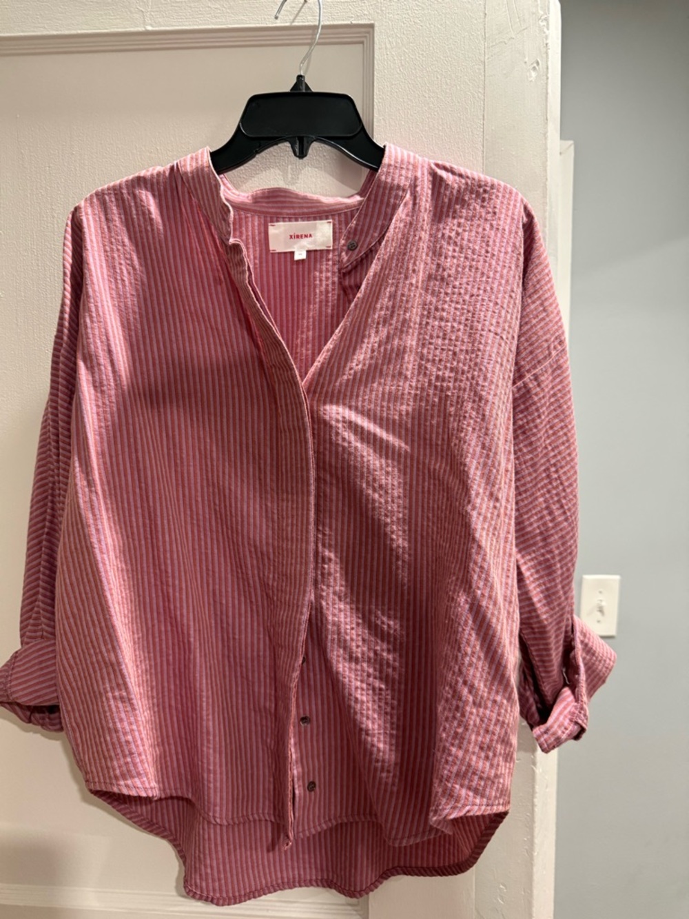 Xirena Pink Striped Button-Front Shirt
